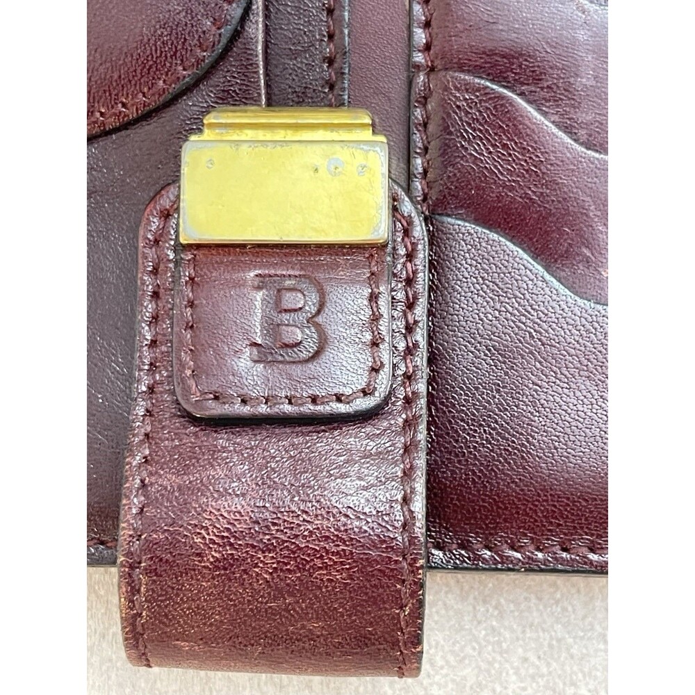 VTG Bally Burgundy Brown Leather Envelope Clutch Wristlet Organizer 1990s Italy - Picture 10 of 14